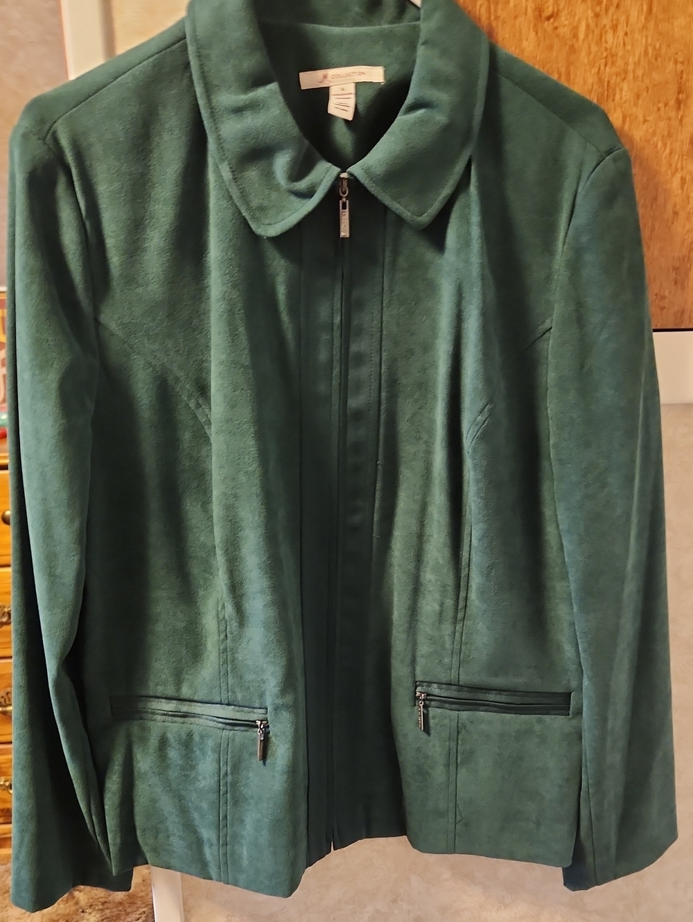 16-JM Collection Green Zip-Front Jacket List #112